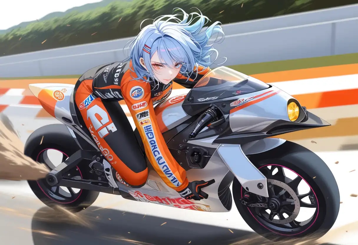 バイクで疾走する美少女