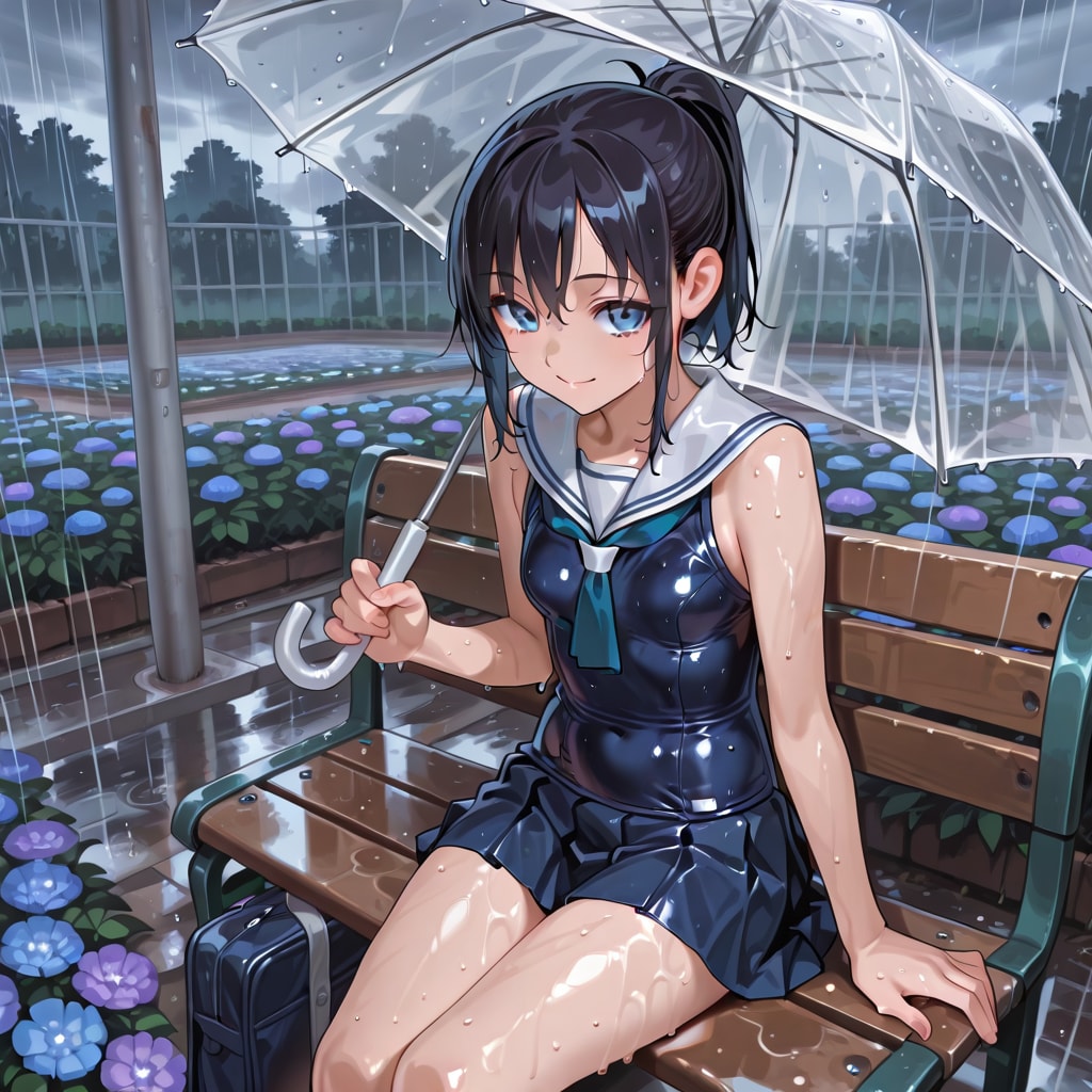 雨スク水セーラー服