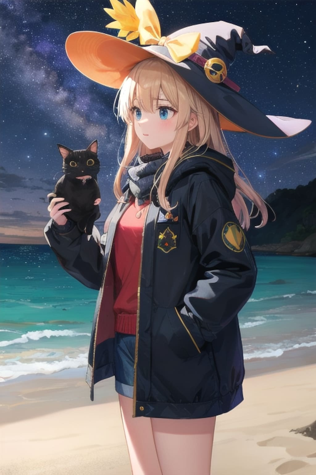 砂浜の魔女と星空