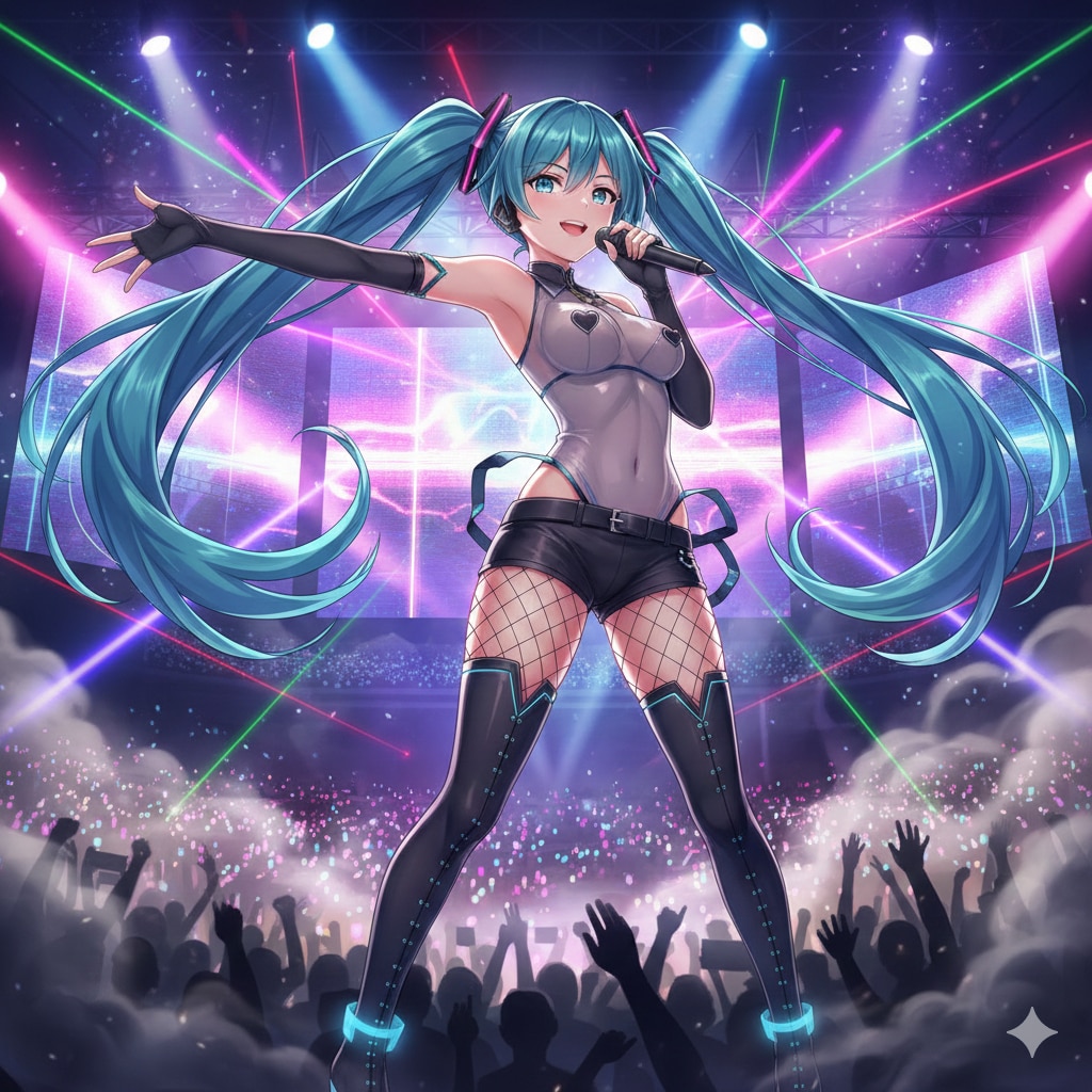 ニップレス風衣装でライブするミクさん🎶