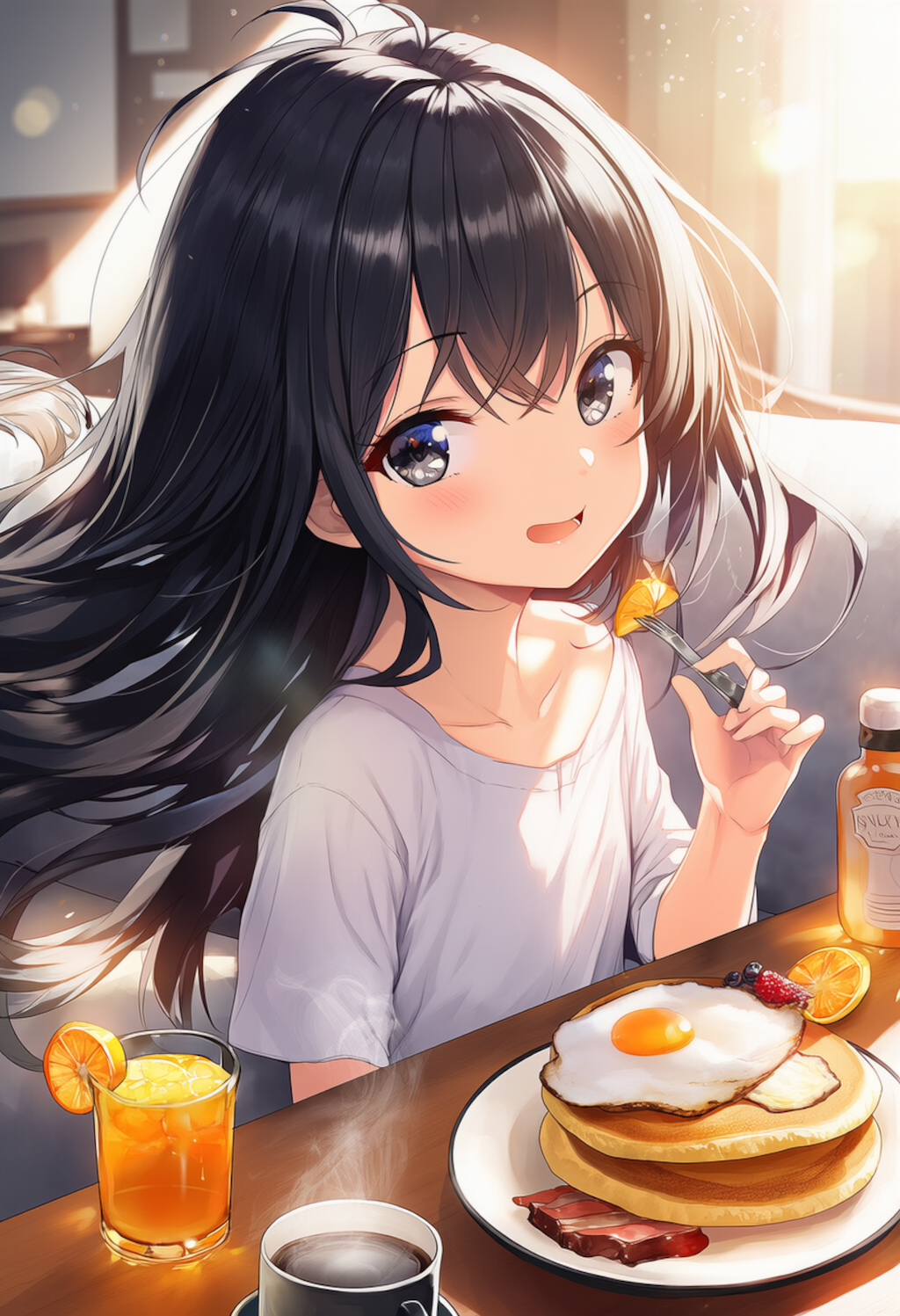 女子高生の休日　朝食編