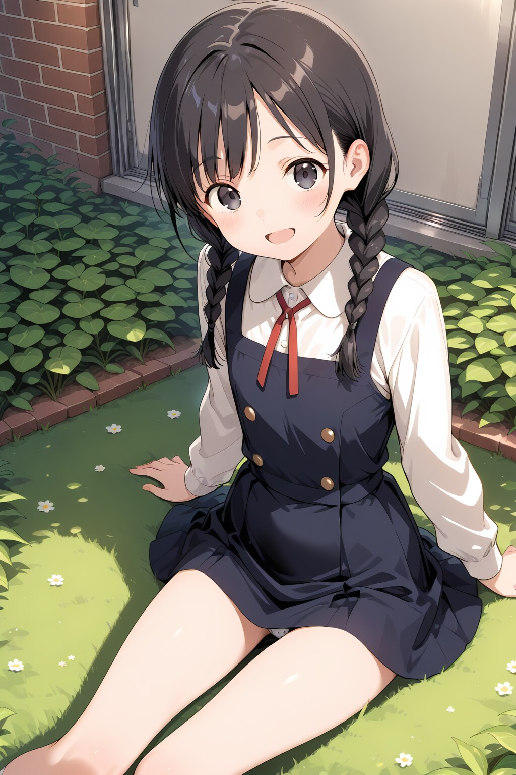 庭で日向ぼっこ