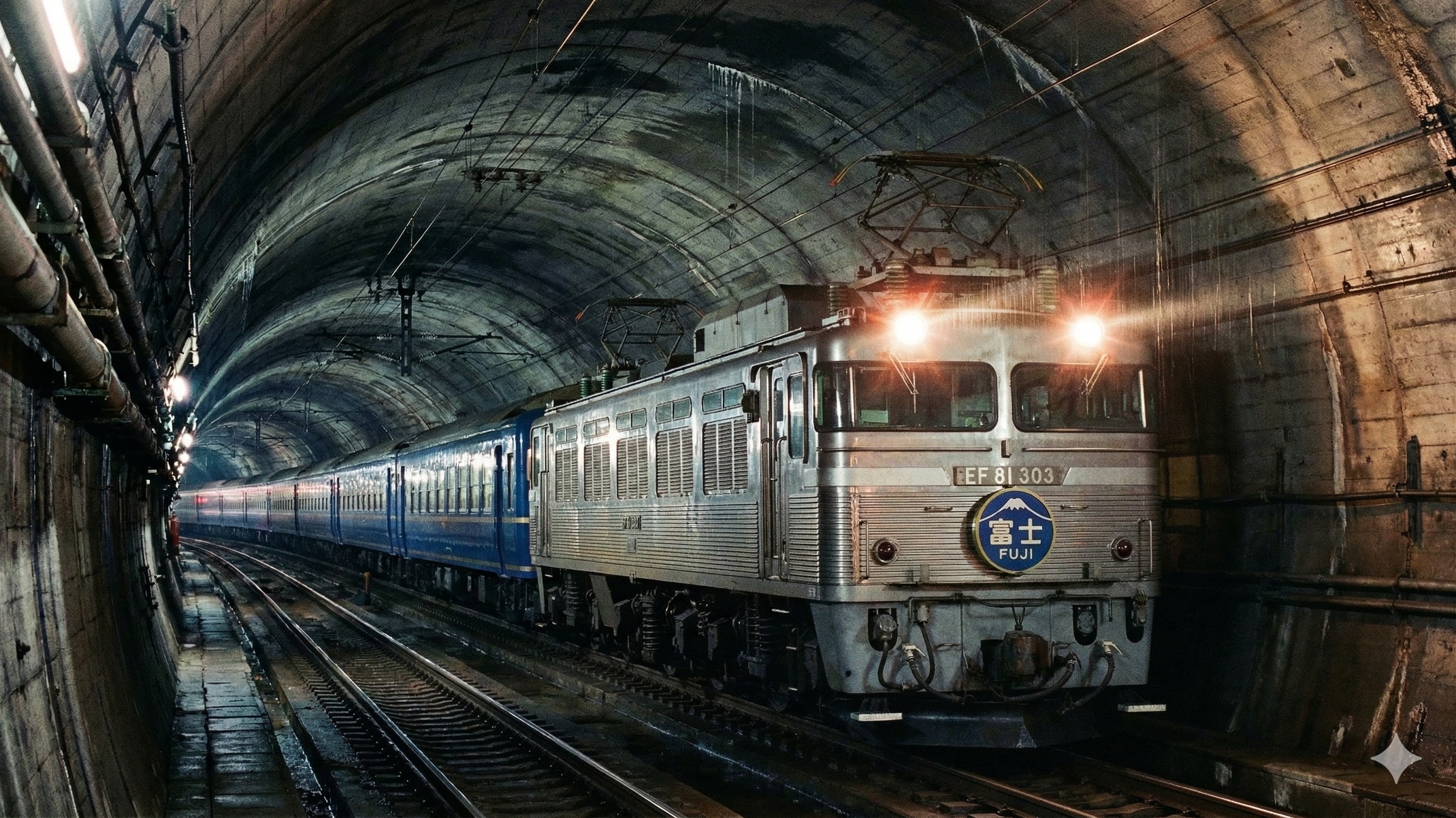 EF81 300番台が牽引して関門トンネルを進む富士 | の人気AIイラスト・グラビア