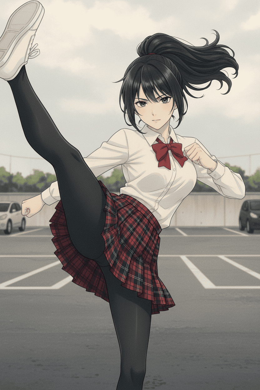 ハイキック女子高生 | の人気AIイラスト・グラビア