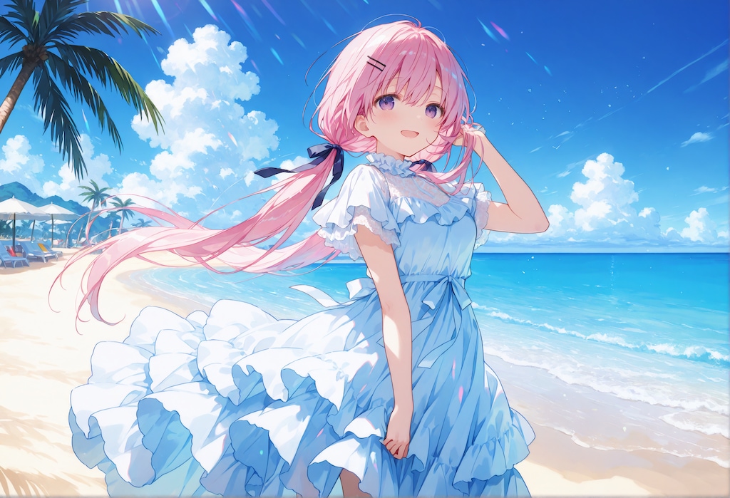 白浜と白ドレスと桃香