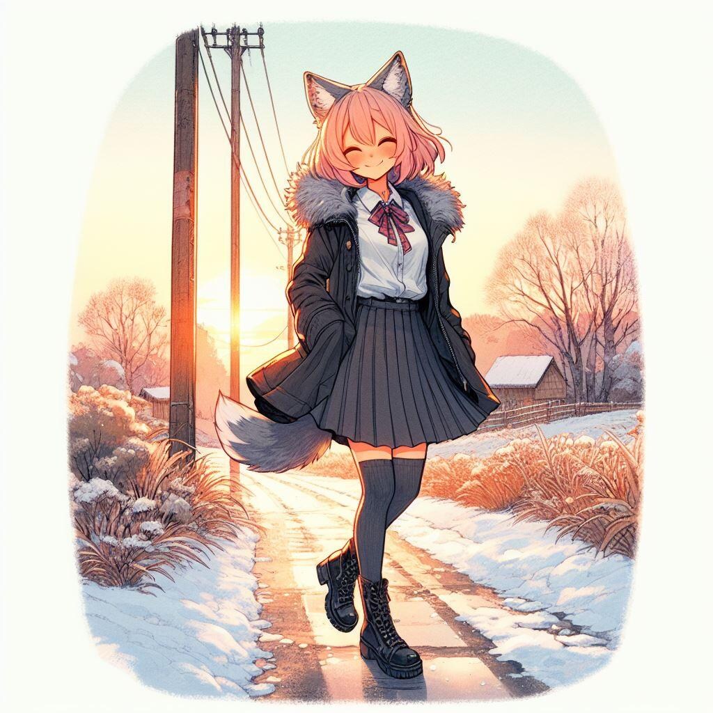 通学中のウルフちゃん