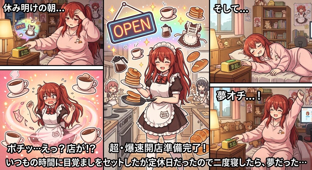 ボタンを押したら…爆速開店準備完了！？（※夢オチ）