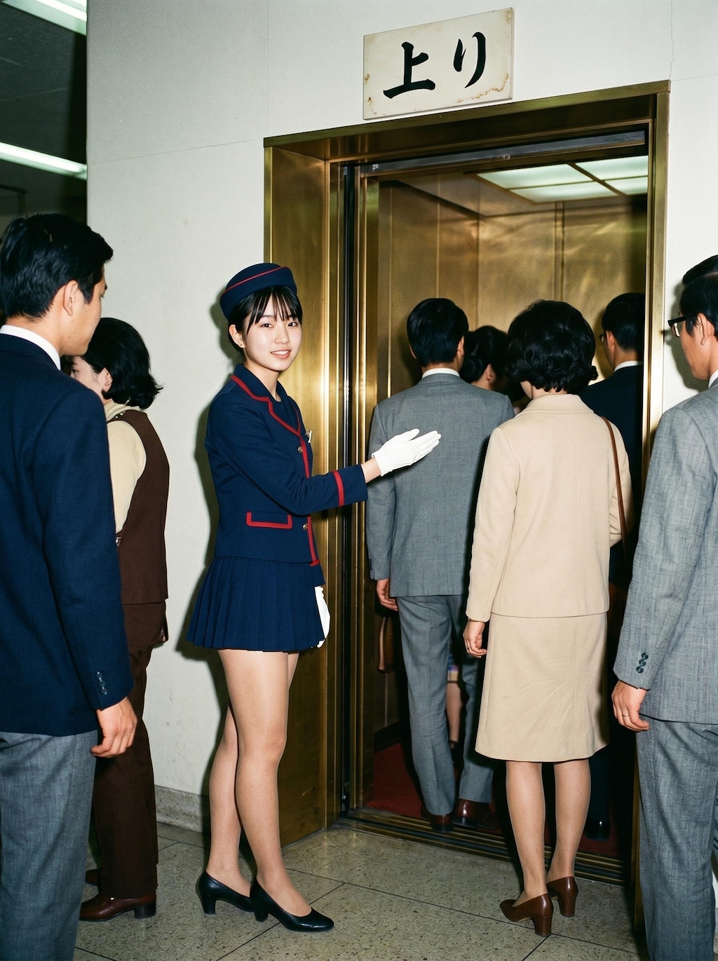 昭和レトロのデパートのエレベーターガール