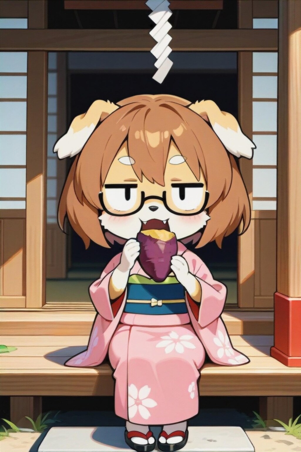 焼き芋を食べる犬娘ちゃん