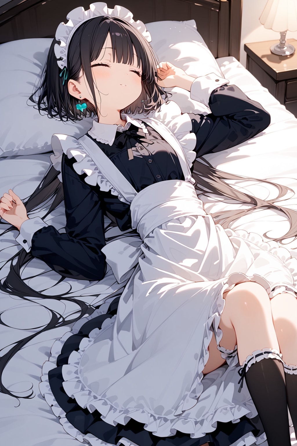 絵梨奈ちゃんのお手伝いで疲れてメイド服のまま熟睡する美希ちゃん❤️