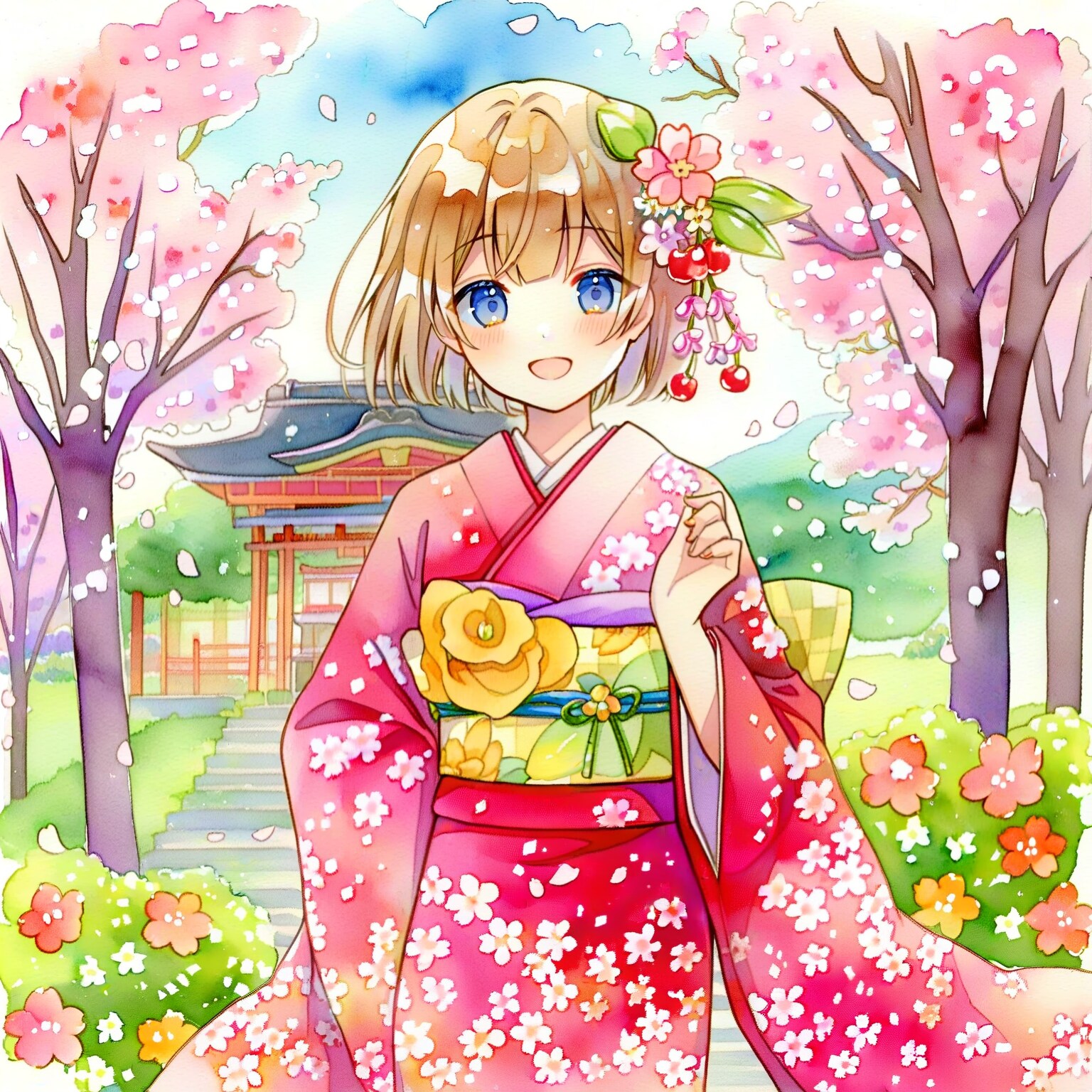 着物と桜 | の人気AIイラスト・グラビア