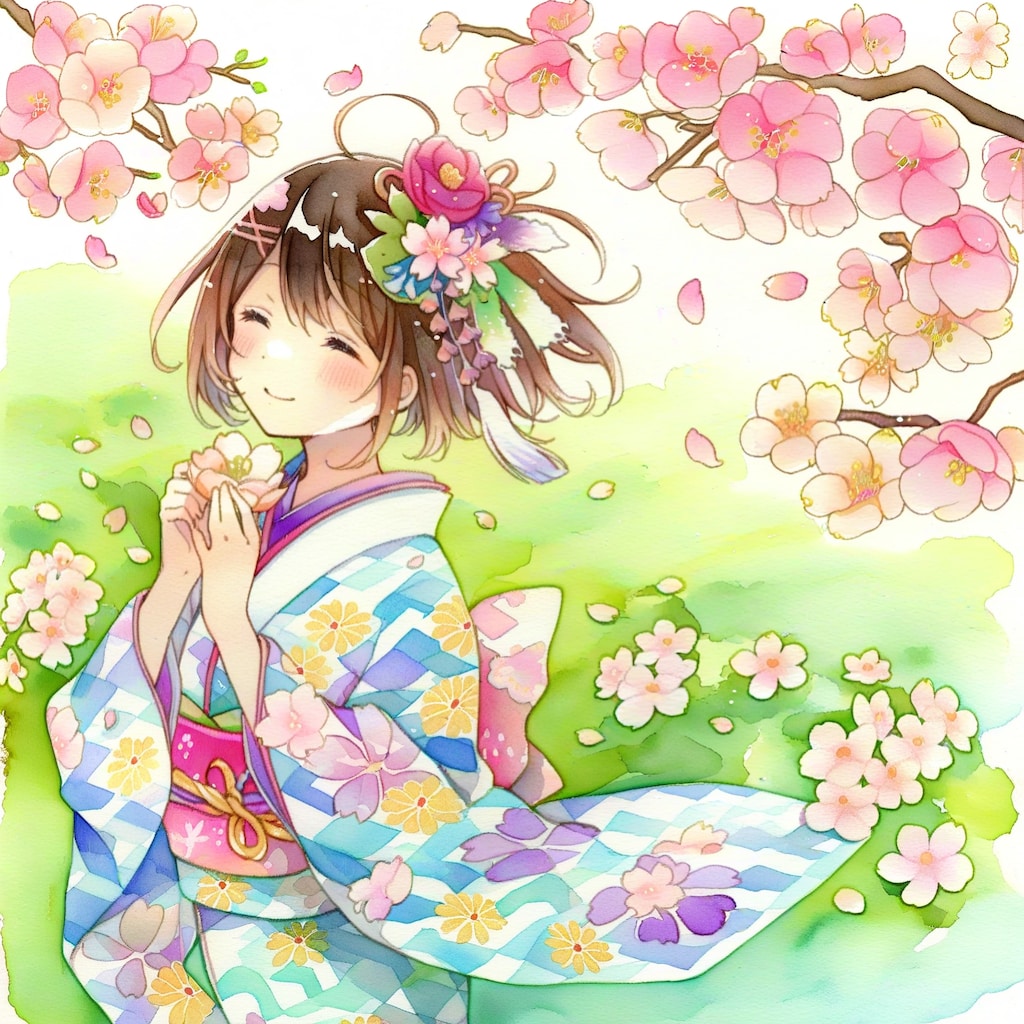 着物と桜