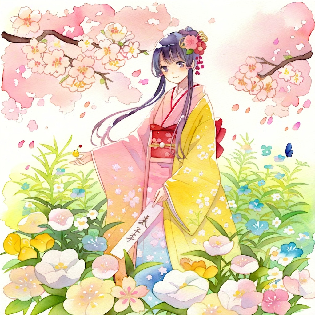 着物と桜
