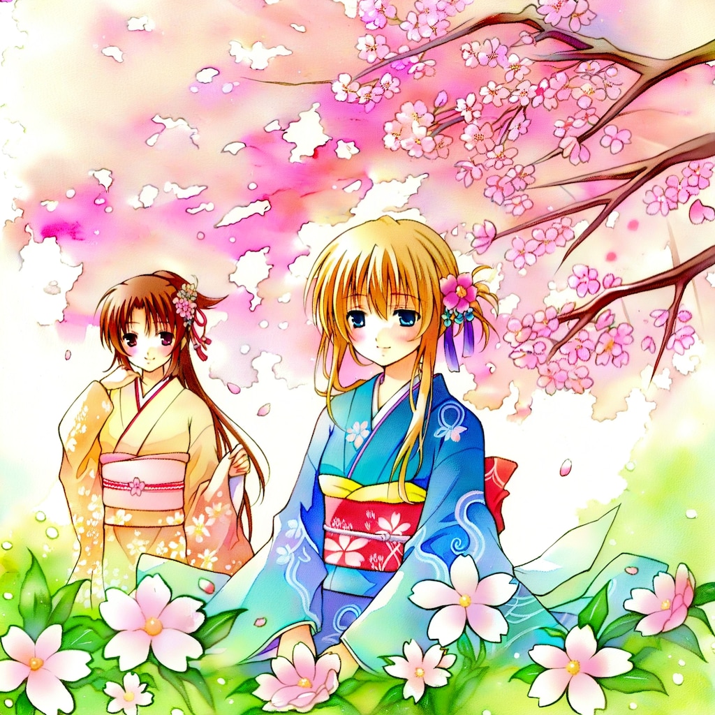 着物と桜