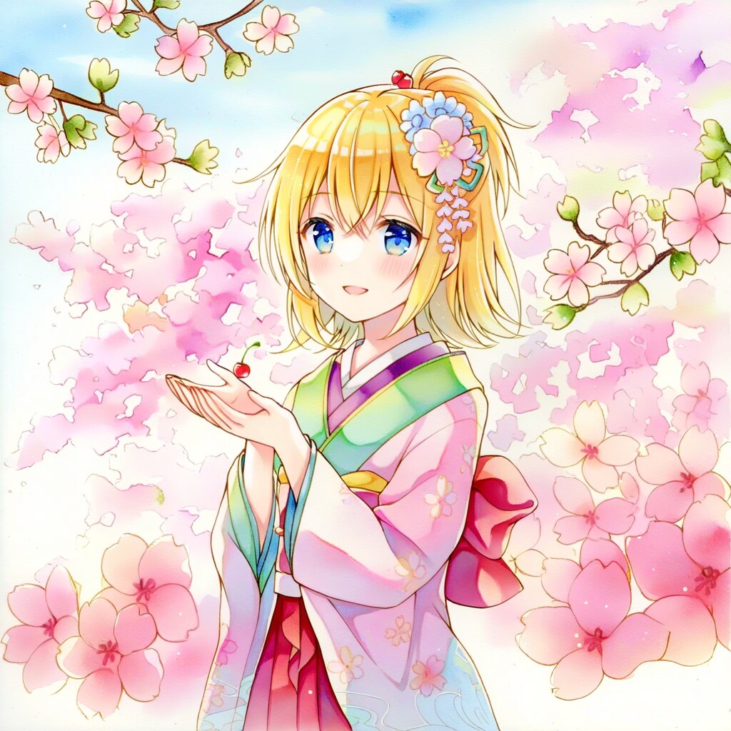 着物と桜