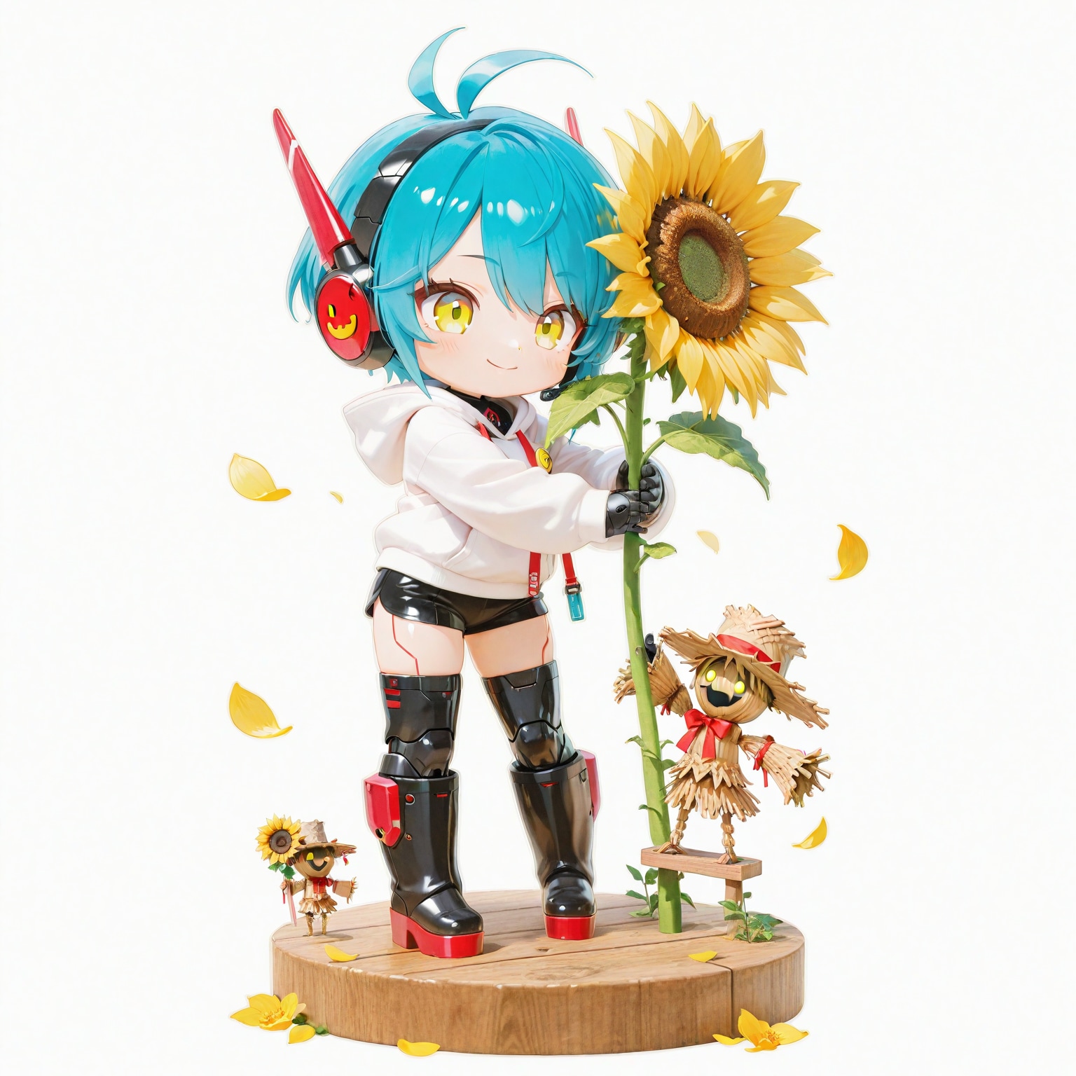ひまわりとカカシと