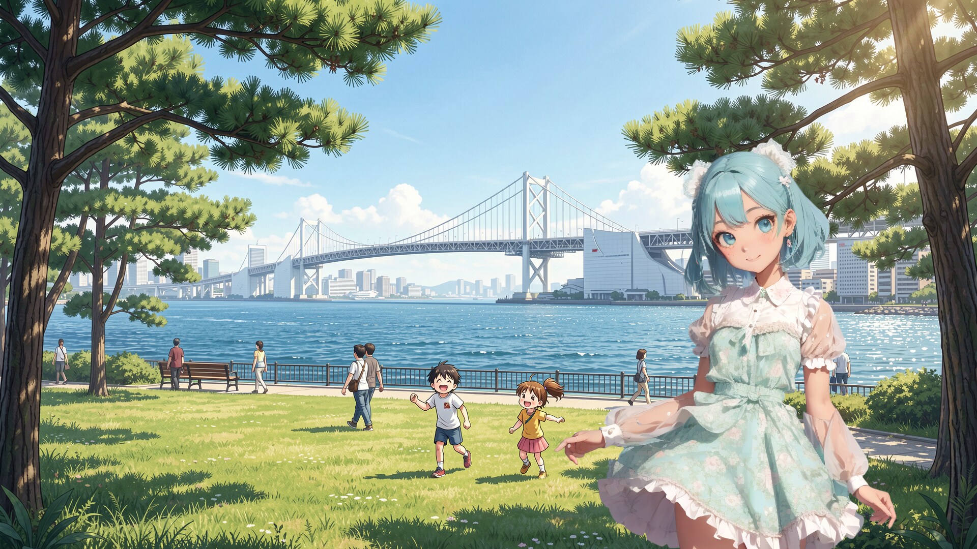 海の見える公園 (FullHD 壁紙82 BD071)