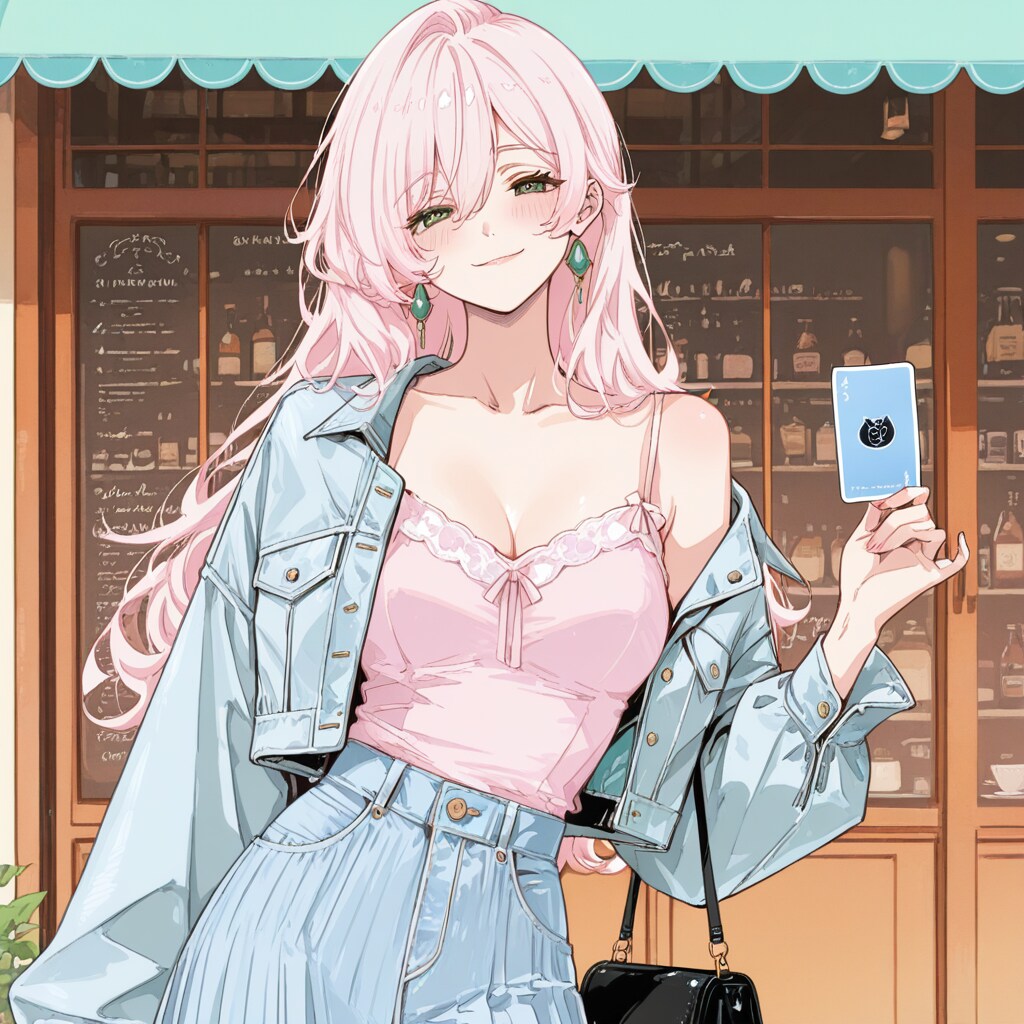 ガーリーキャミとデニムの休日モデル