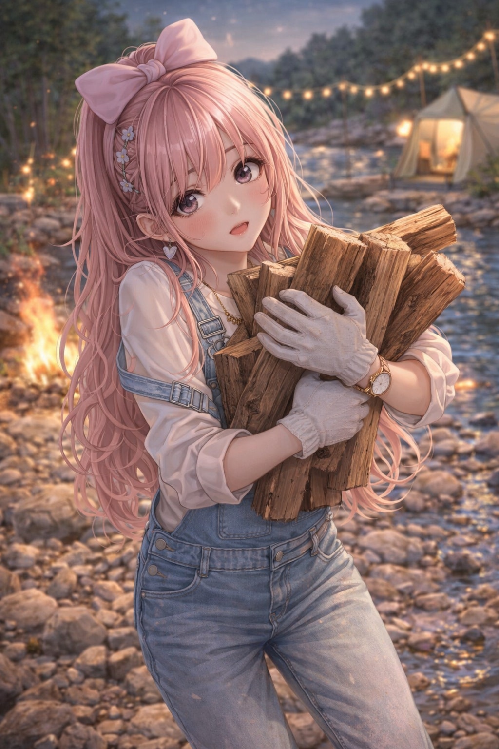 落果ちゃんは、崩れそうな薪と不安定な足元で、その手を差し伸べさせるのですッ♡