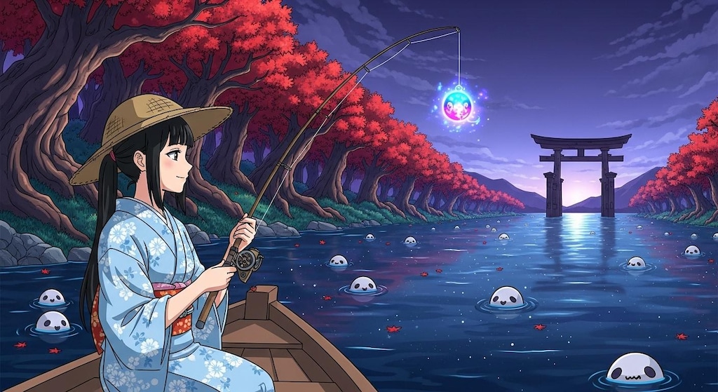 三途の川で釣りをする