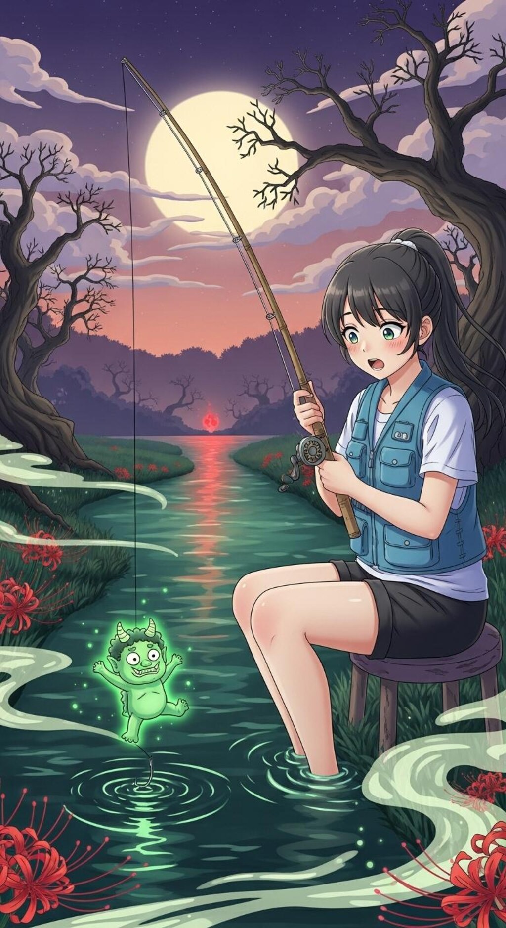 三途の川で釣りをする