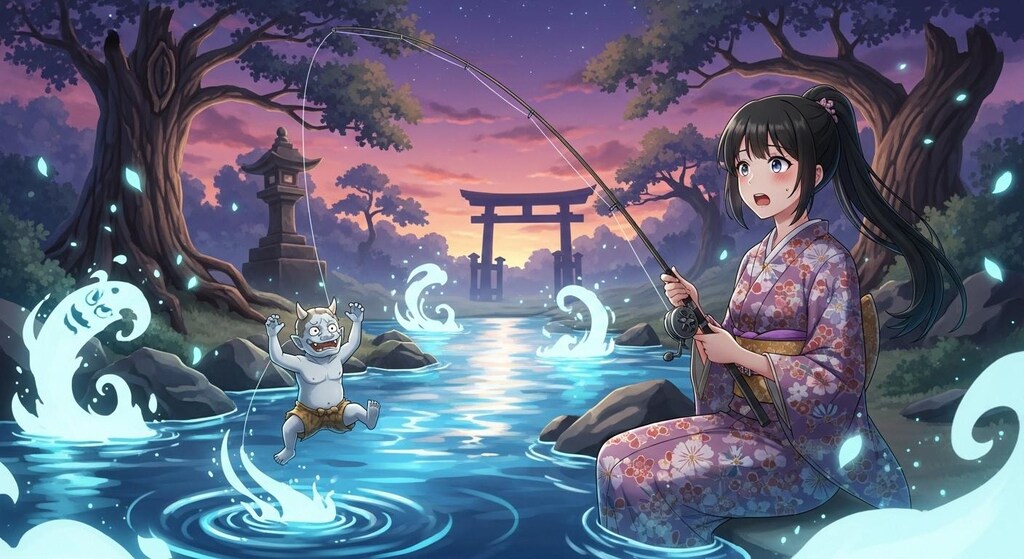 三途の川で釣りをする