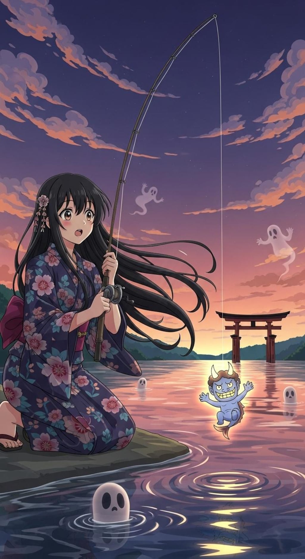 三途の川で釣りをする