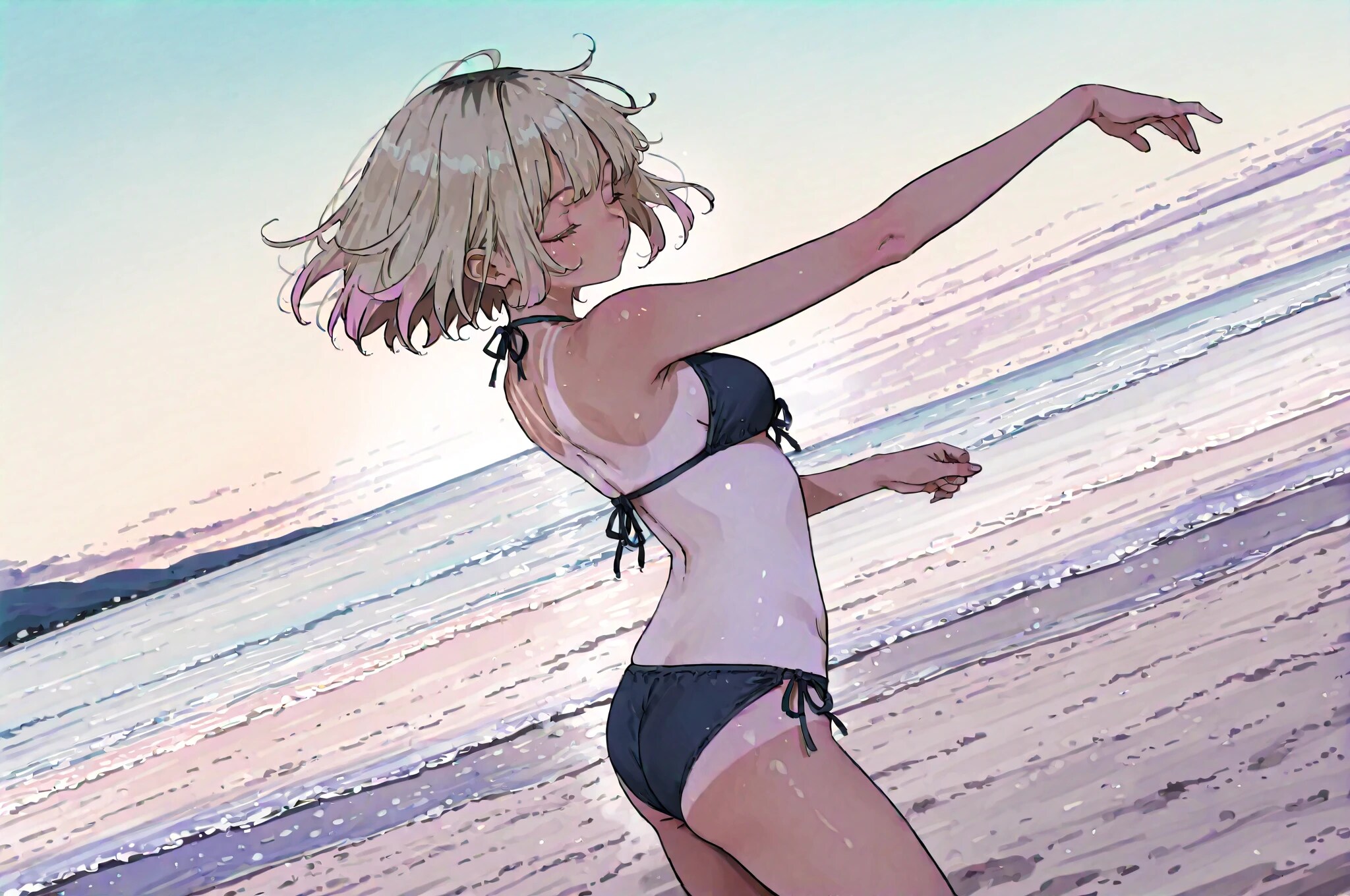 砂浜でダンス