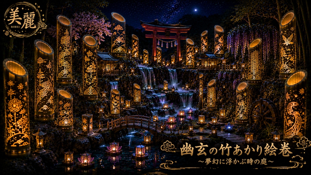 竹灯りアート #patreon #ChatGPT #customGPT #GPTs  #AIillustration #美麗 #竹灯り #beautiful #Japanese #Japanesear
