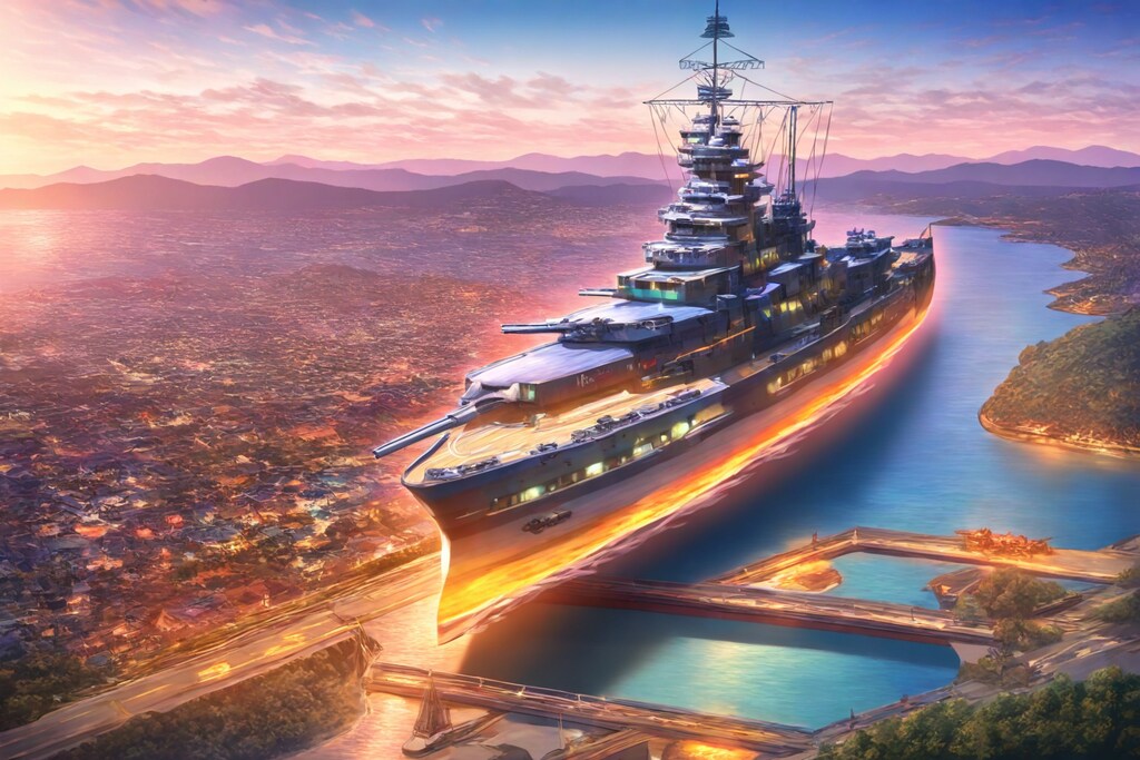 FENRIR. 軍艦と夕焼け