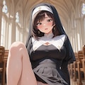 99999いいねに驚いてコケたシスターのパンチラ 10枚目