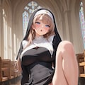 99999いいねに驚いてコケたシスターのパンチラ 12枚目