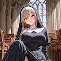 99999いいねに驚いてコケたシスターのパンチラ 8枚目