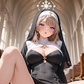 99999いいねに驚いてコケたシスターのパンチラ 2枚目