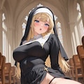 99999いいねに驚いてコケたシスターのパンチラ 11枚目