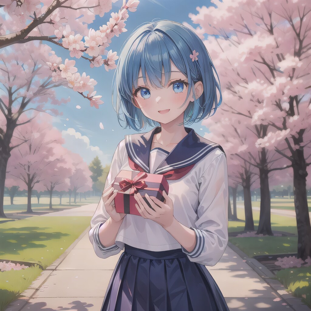青髪ボブでセーラー服の少女２