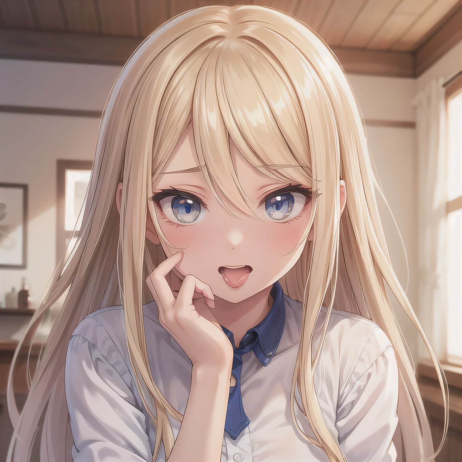 金髪ロングの舌出し少女２１ | の人気AIイラスト・グラビア