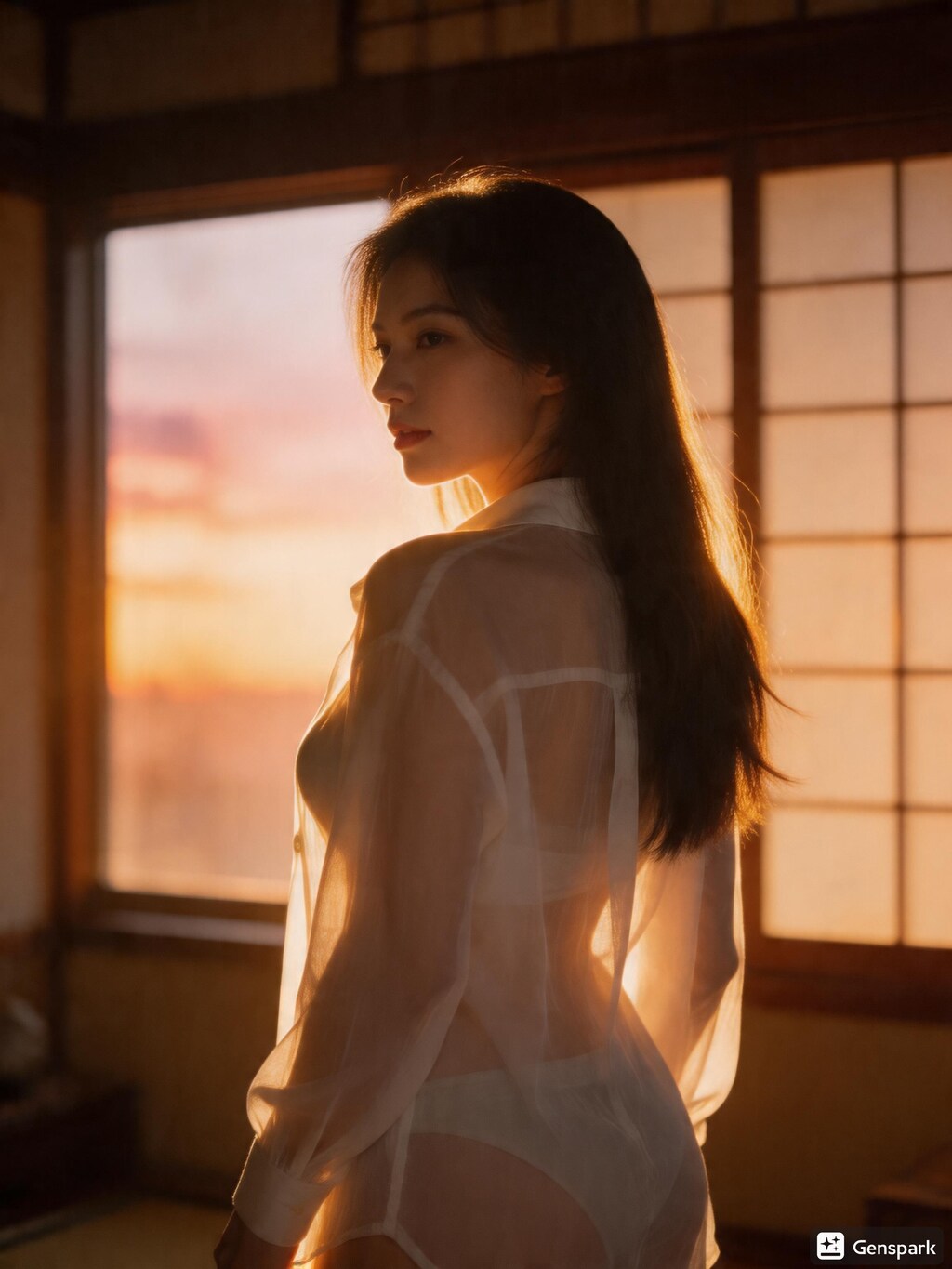 シースルー×逆光シルエット