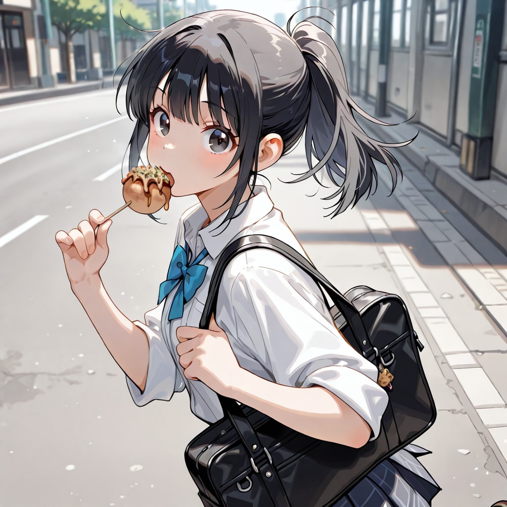 お母さん、なんでもいいから、食べるもの、早く……あっ、意外と早く着いちゃった。ポッキーゲームやる？