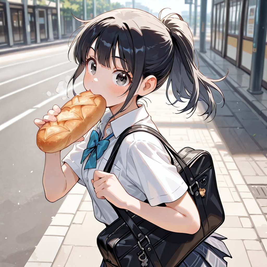 お母さん、なんでもいいから、食べるもの、早く……あっ、意外と早く着いちゃった。ポッキーゲームやる？
