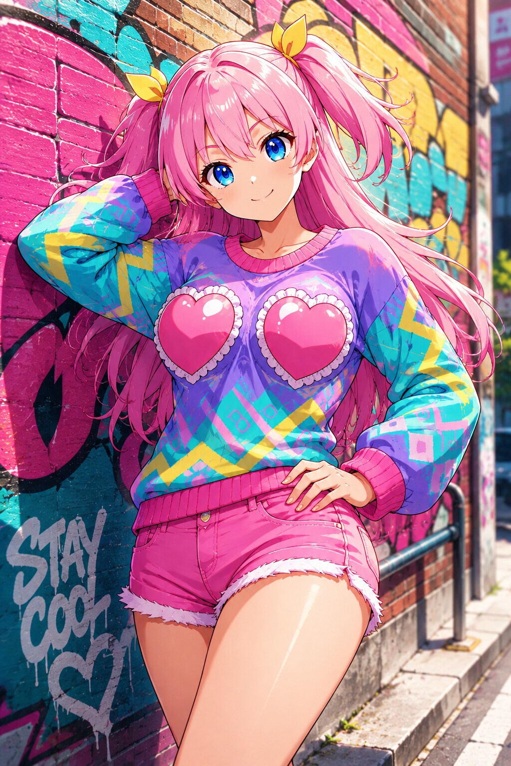 両胸にハートマーク