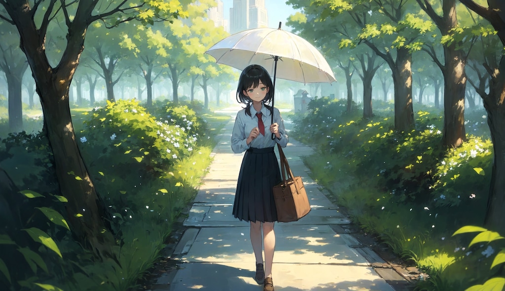 木漏れ日の傘の下で