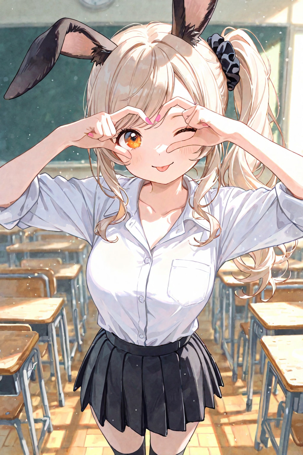 Heart hands over eye