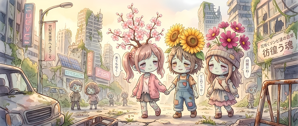 【異形頭✕花】花に侵食されゾンビ化した少女たち