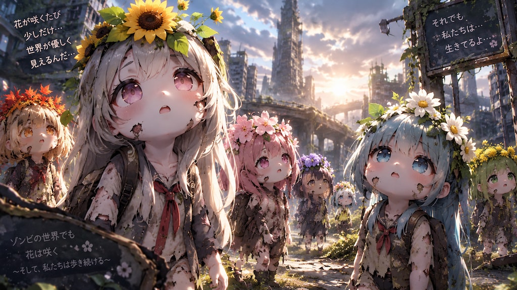 【異形頭✕花】花に侵食されゾンビ化した少女たち