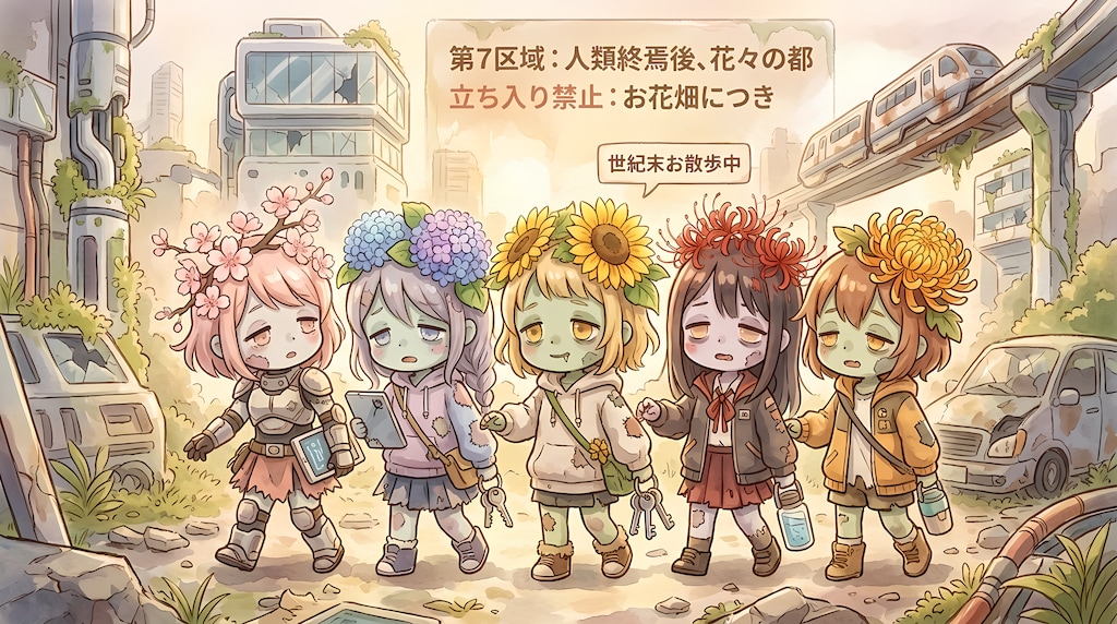 【異形頭✕花】花に侵食されゾンビ化した少女たち