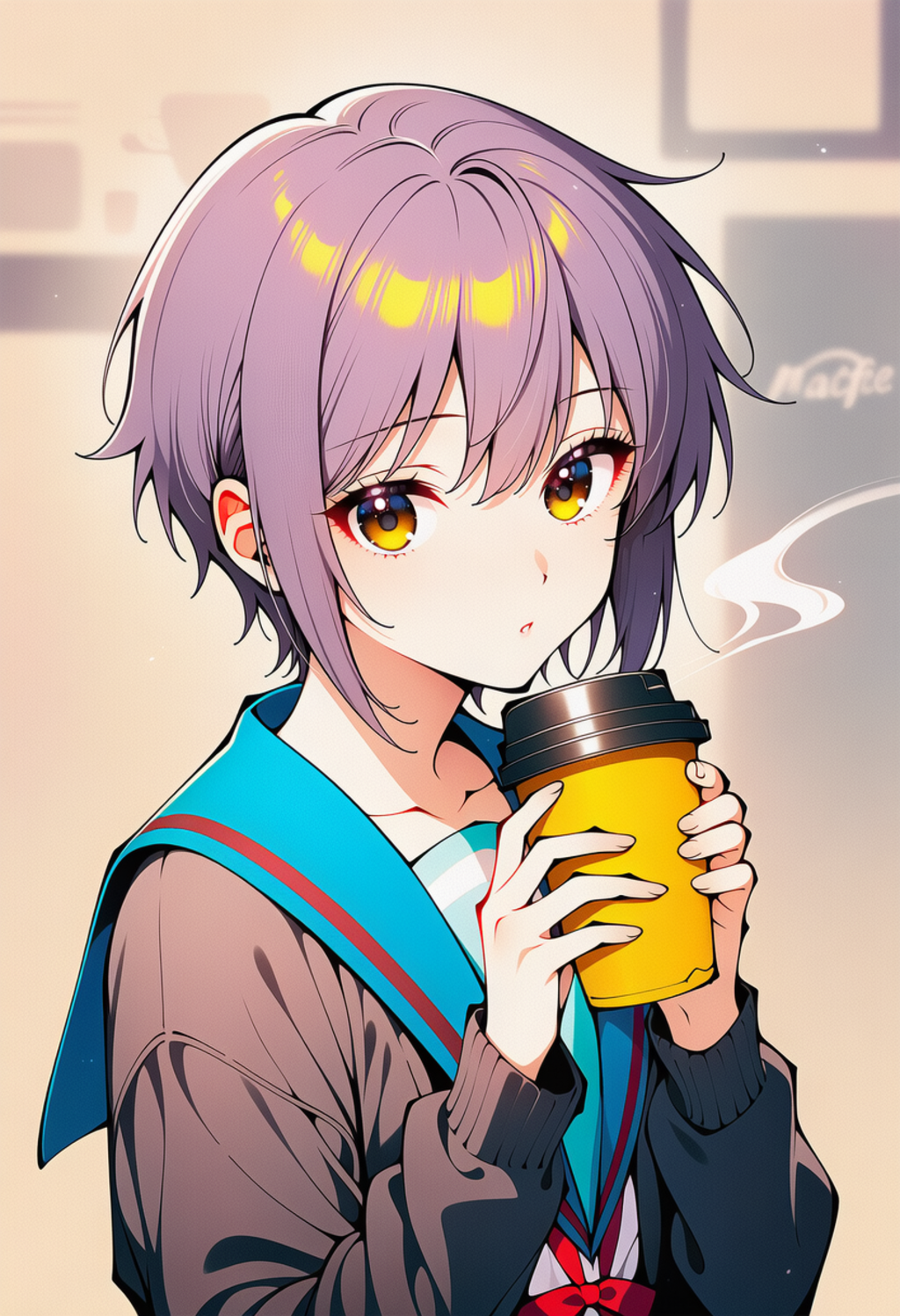 コーヒーを飲む長門