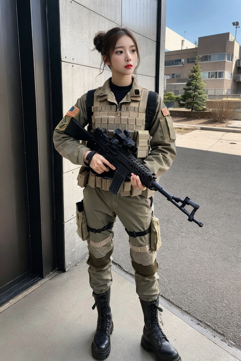 紛争地域の警戒任務にあたる女性兵士