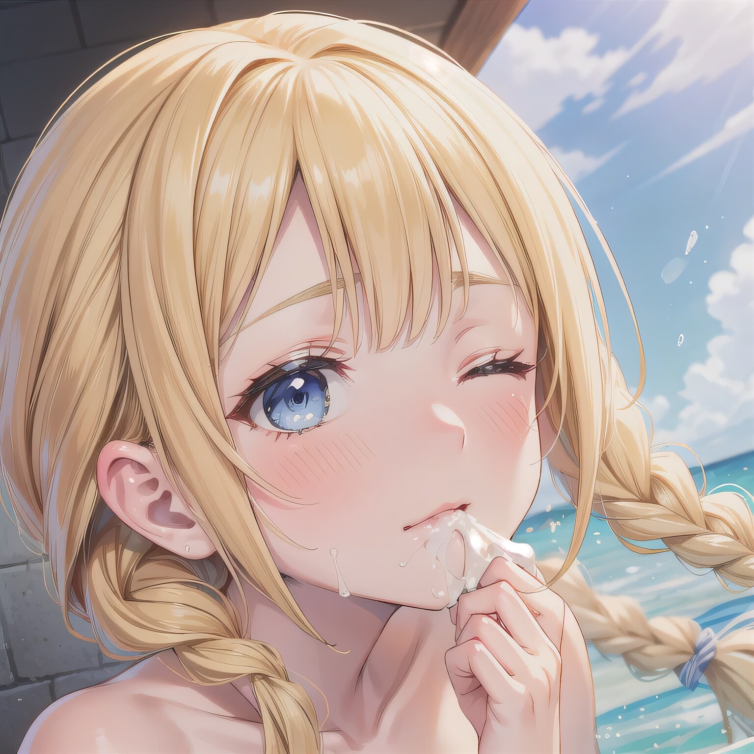 金髪ロングで水鉄砲の少女４