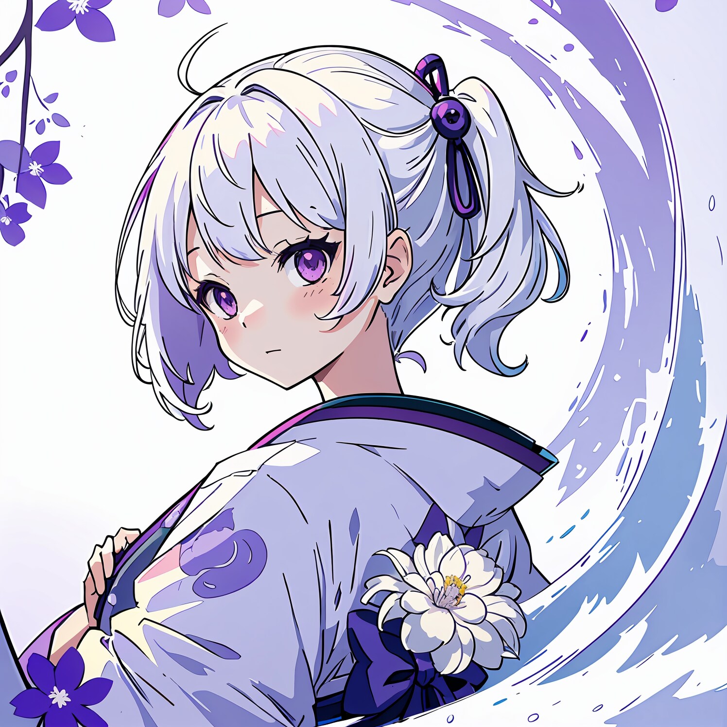 【和 - 着物】銀髪の少女 - 弐